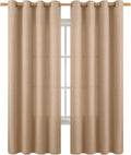 BGment Curtains 84 in Flax Linen Tan Panels - Light Filtering Drapes