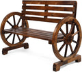 VINGLI 41 in Rustic Wooden Wheel Outdoor Bench - Two-Person Patio