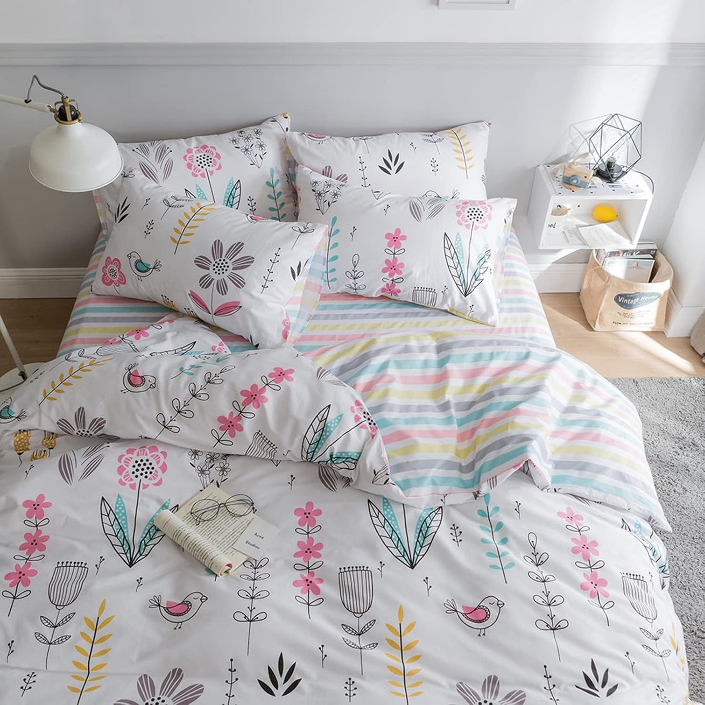HighBuy Floral Duvet Cover Twin Bedding Set for Cozy Bedrooms