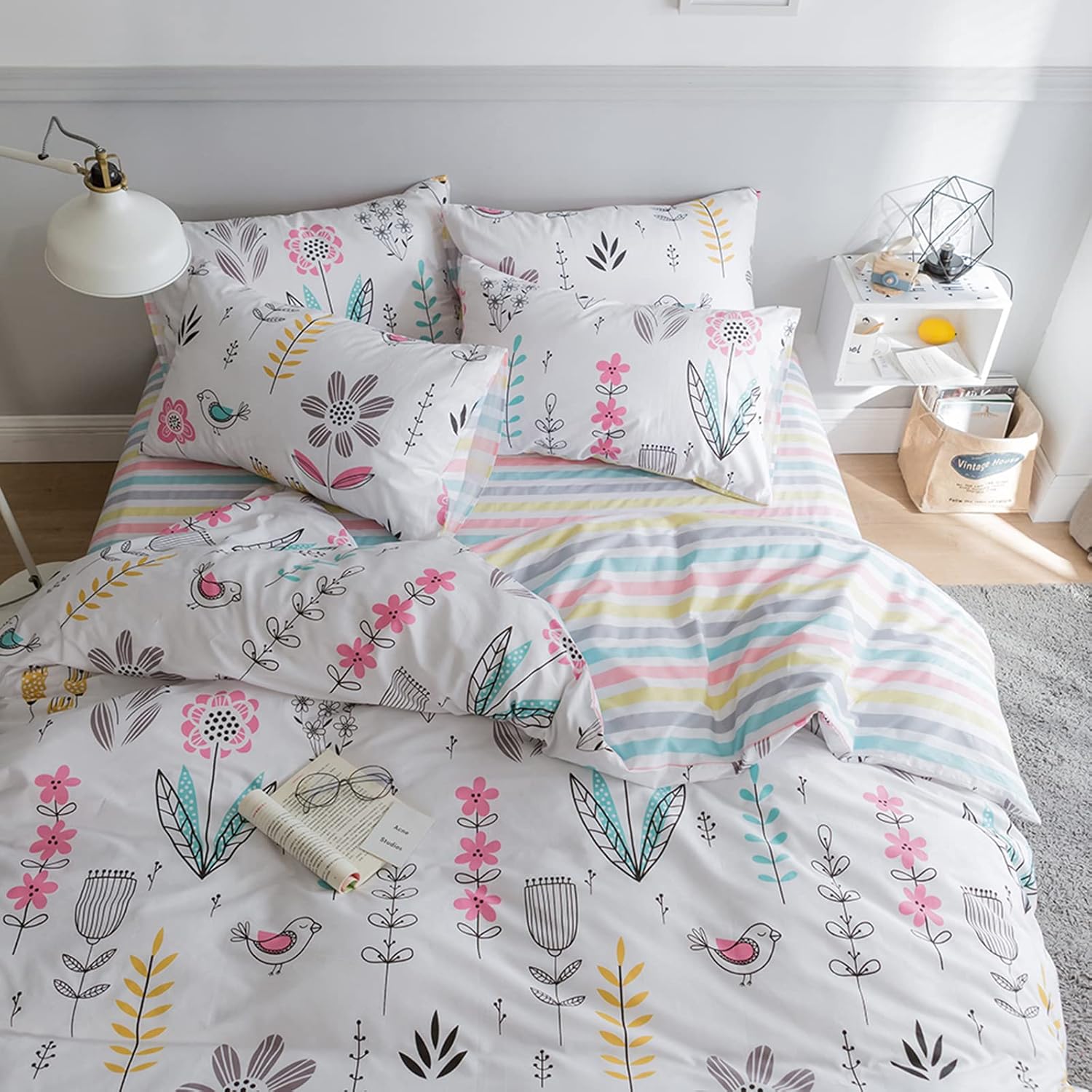 HighBuy Floral Duvet Cover Twin Bedding Set for Cozy Bedrooms