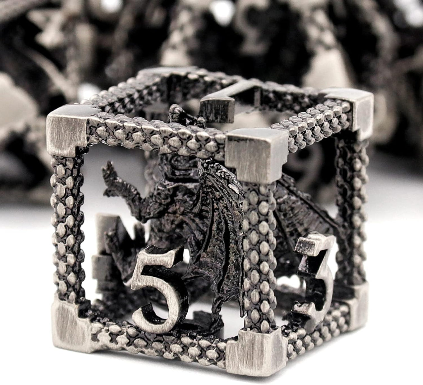 D&D Metal Hollow Dragon Dice Set for Tabletop RPG Enthusiasts
