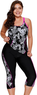 LALAGEN Womens Plus Size Tankini Swimsuit Set - Modest Capris Fit