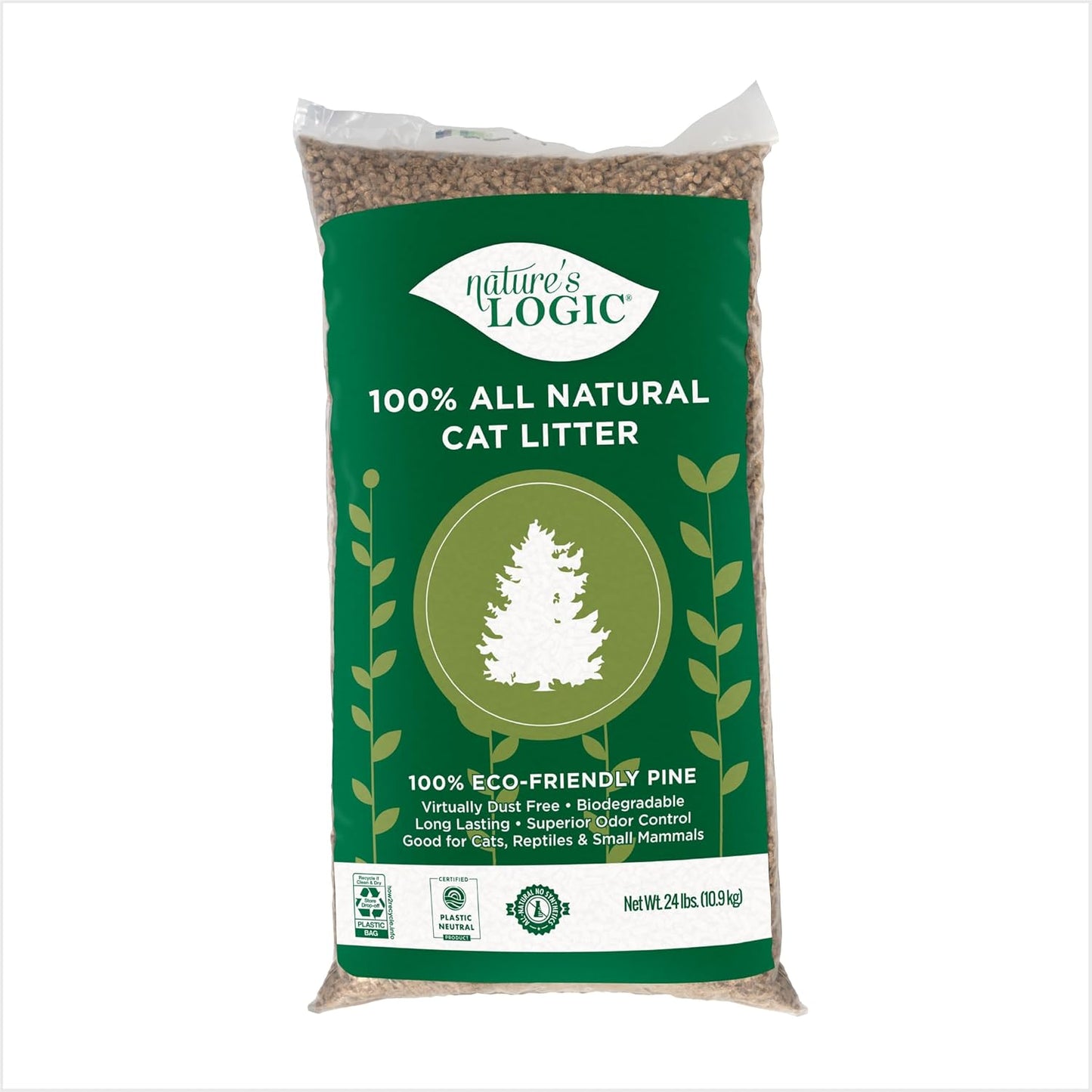 Nature's Logic 100% Natural Pine Pellet Cat Litter - Safe & Absorbent