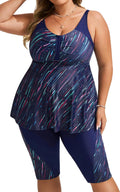 Women's Plus Size Tankini Swimsuit Two Piece - Flowy Rash Guard