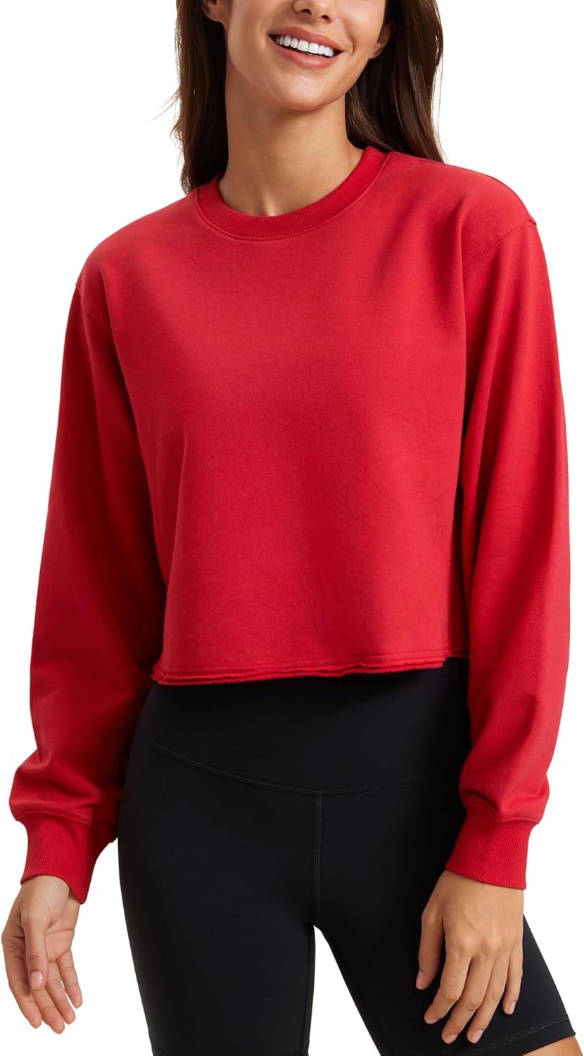 CRZ YOGA Womens Fleece Cropped Sweatshirts for Casual Wear