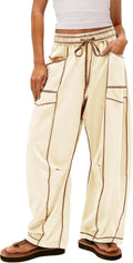 Palazzo Wide Leg Sweatpants for Women - Casual Drawstring Comfort