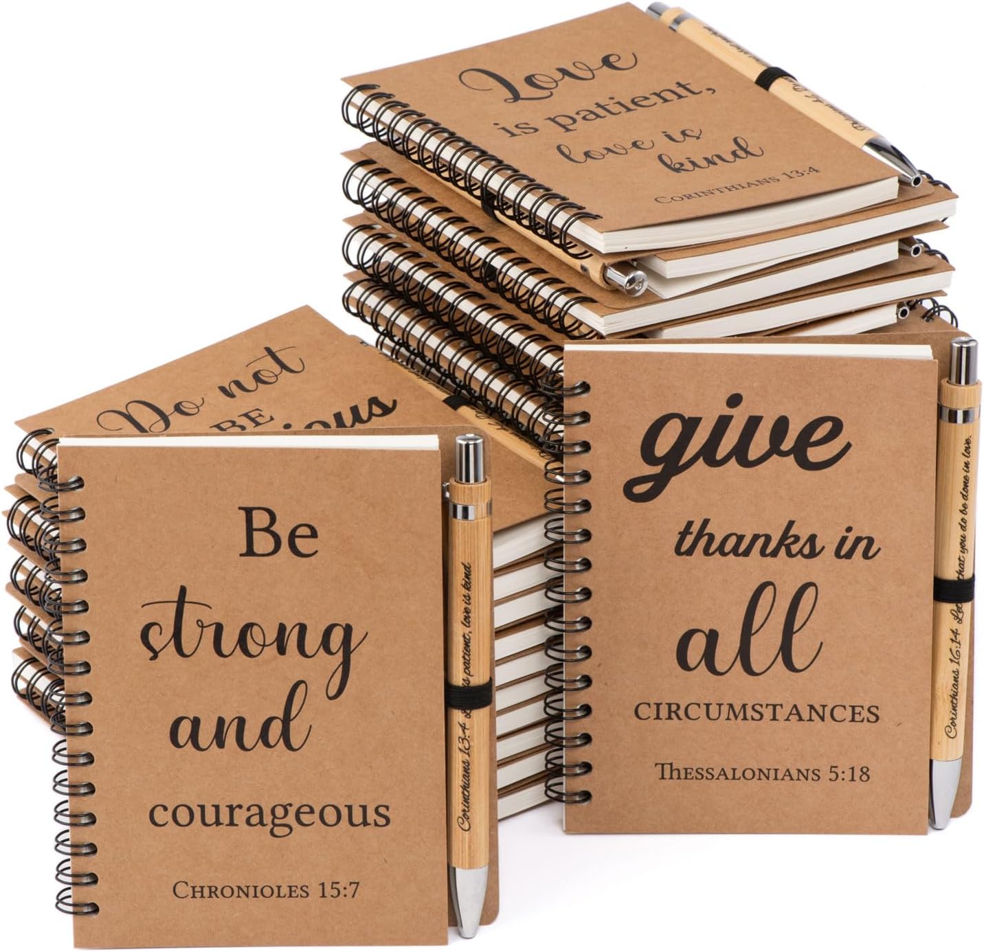 60 Pcs Christian Gifts Spiral Notebooks & Pens for Journaling