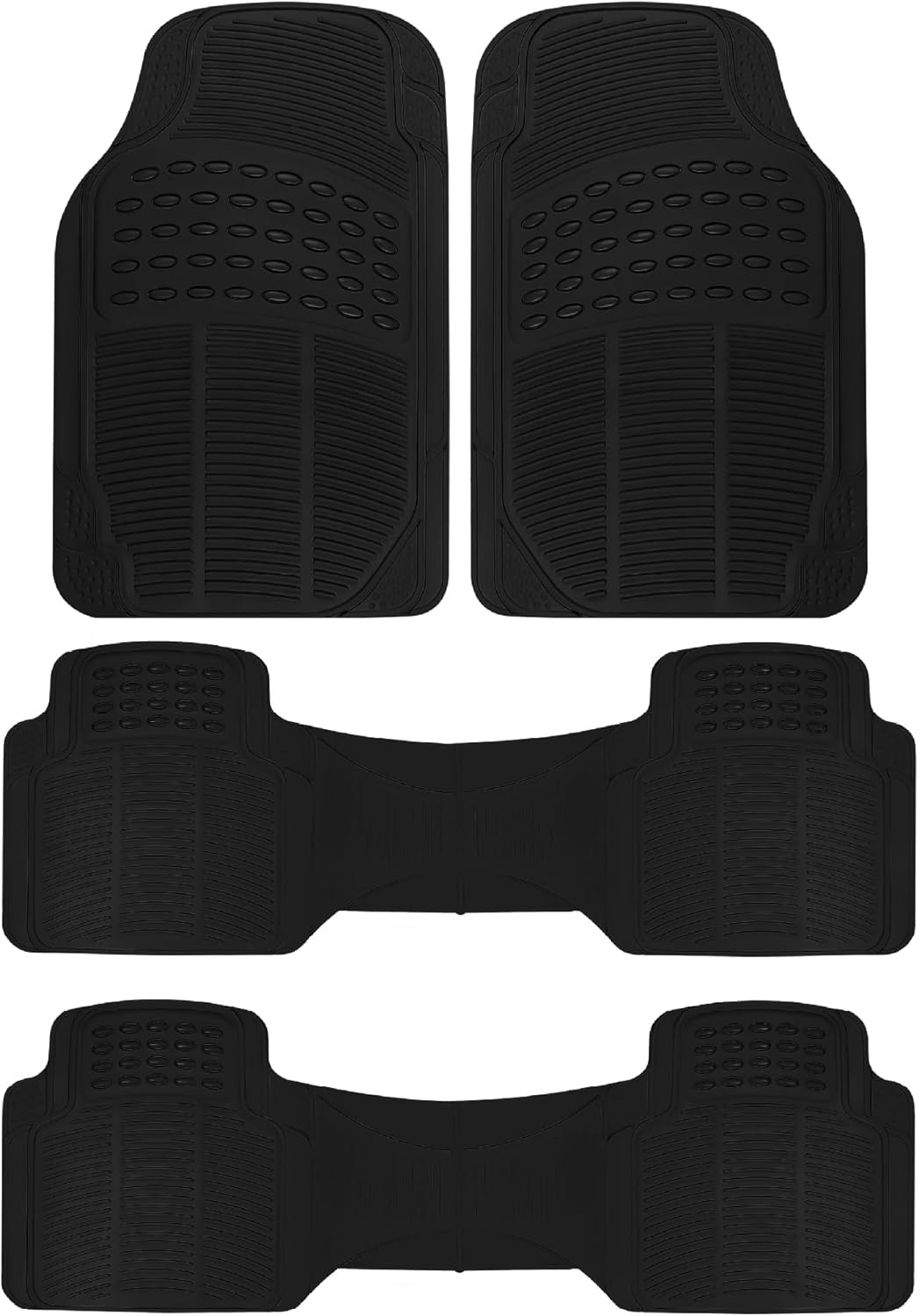 BDK All Weather Rubber Floor Mats for Cars - Heavy Duty Set