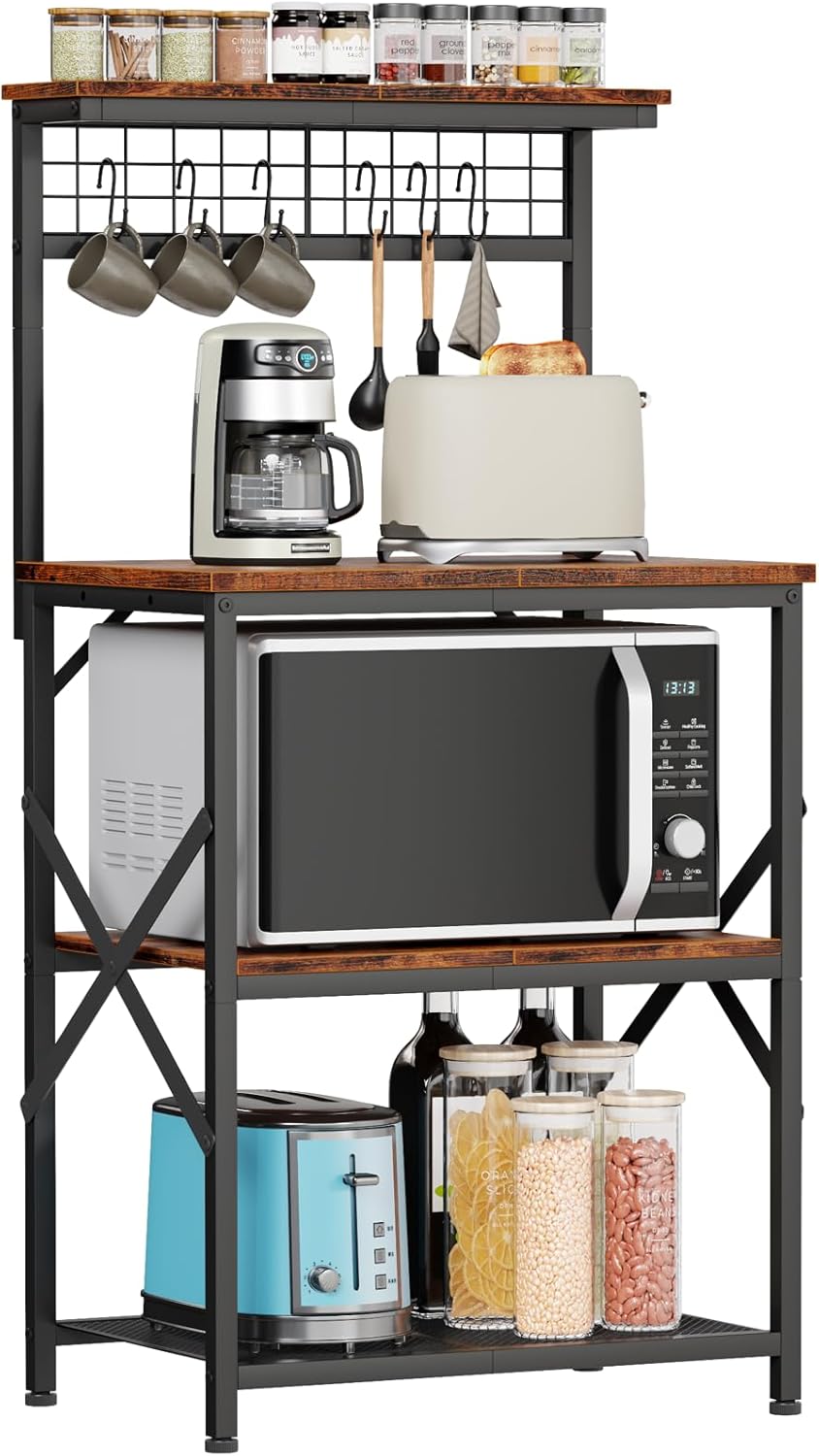 Rustic Brown Kitchen Bakers Rack - Organize with Style!