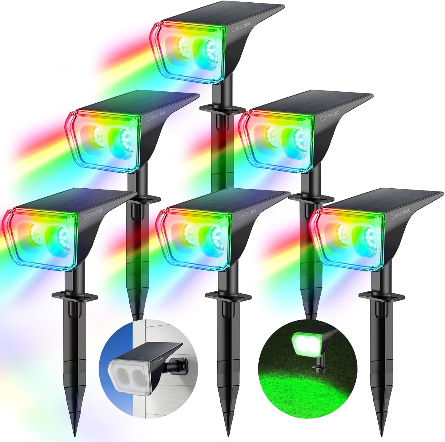 Consciot Solar Spot Lights Outdoor for Halloween Decorations