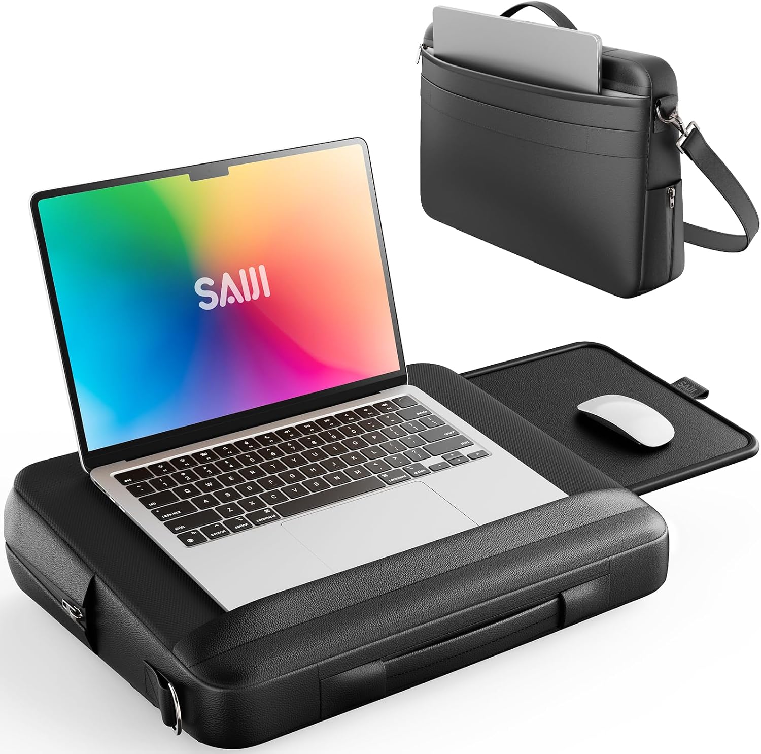 SAIJI Portable Lap Desk - Multifunctional Storage & Mouse Pad Tray