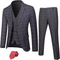 YND Men's 3 Piece Suit Set with Tie - Slim Fit 2-Button Jacket