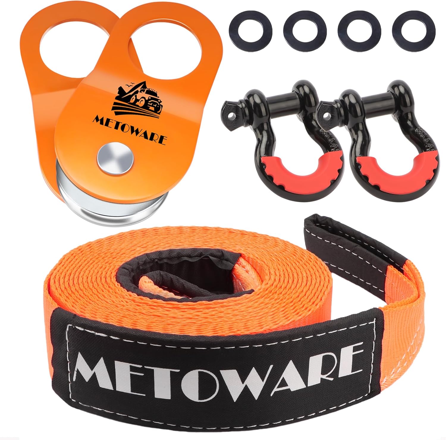 METOWARE Off-Road Recovery Kit with Heavy Duty Winch Snatch Block