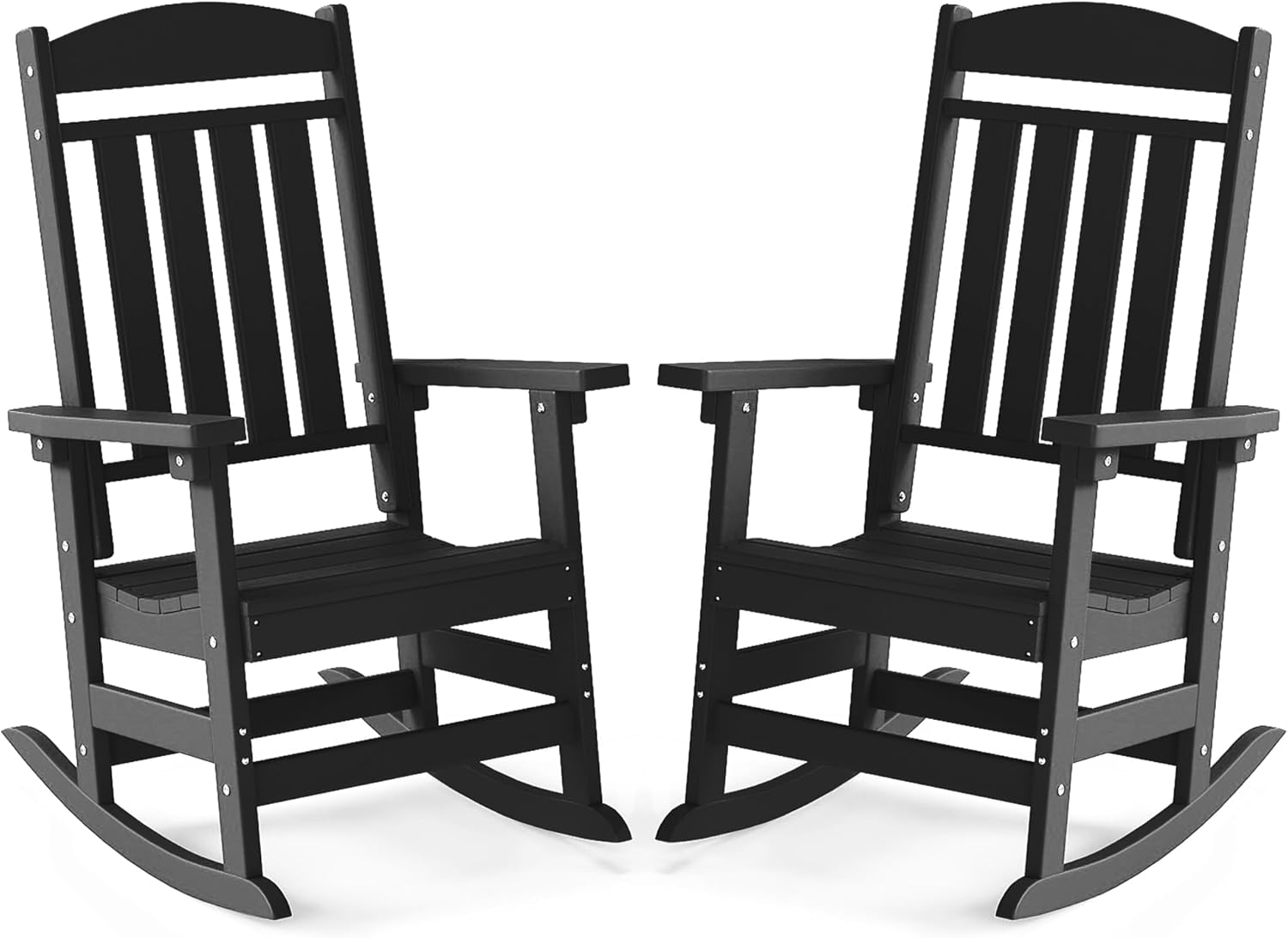 FOOWIN High Back Rocking Chairs - All-Weather Resistant Set of 2