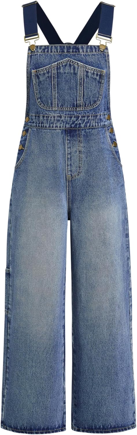 CIDER Denim Leopard Pocket Buckle Up Wide Leg Jumpsuit Review