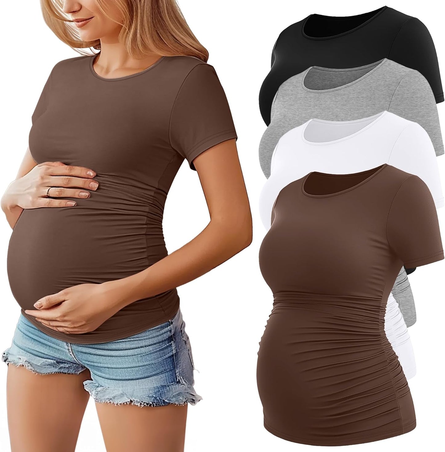 Huukeay Women's Maternity Shirts - Comfortable Casual Tops