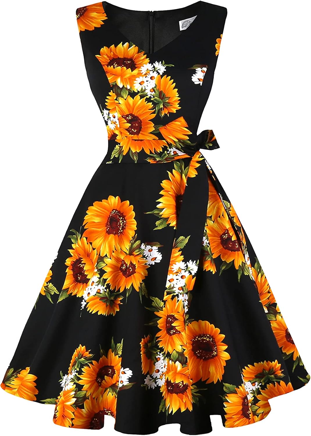 Vintage Sleeveless Cocktail Party Dress with Pockets for Women