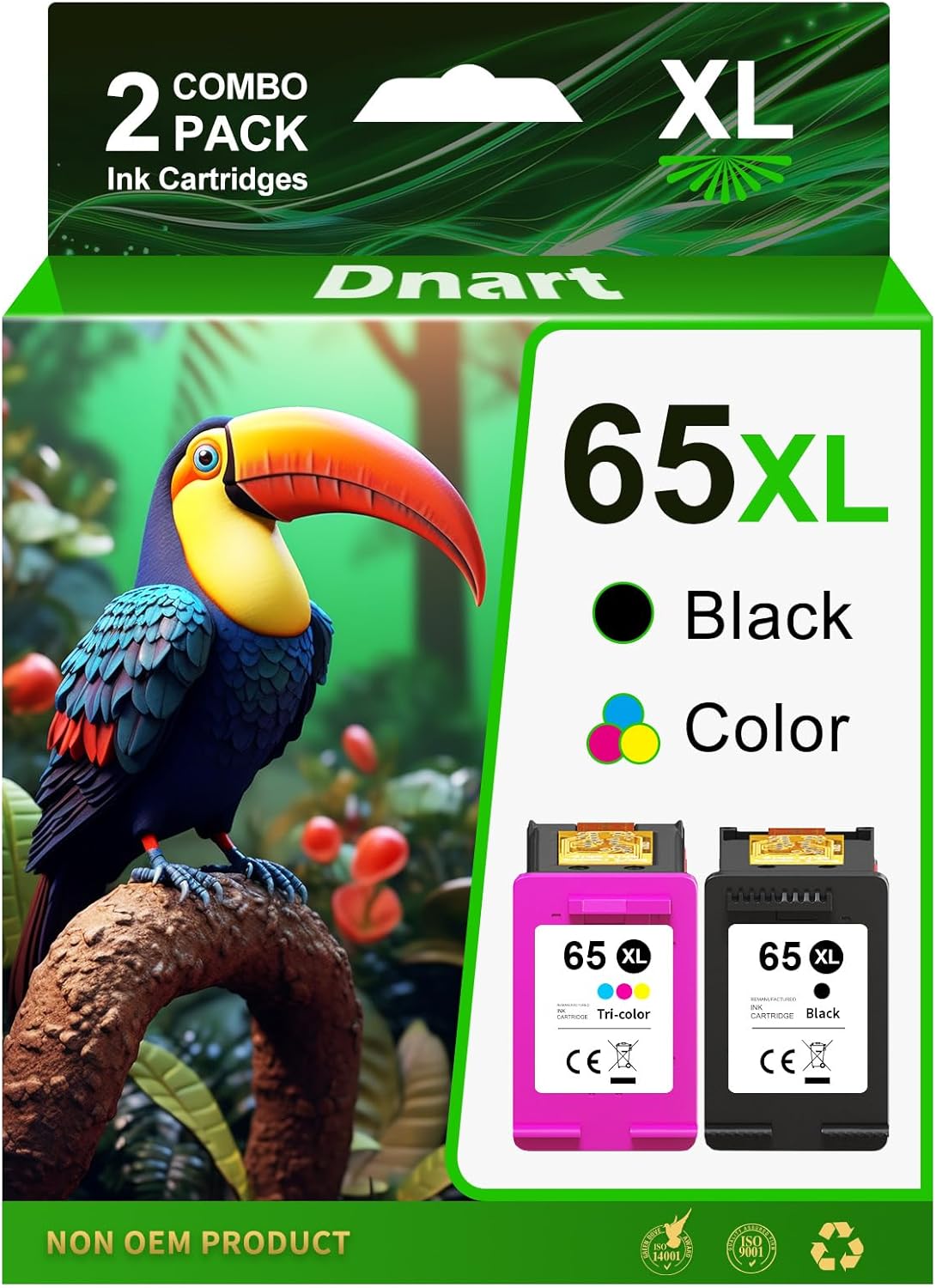 65XL Ink Cartridges Combo Pack for HP Printers - High Yield