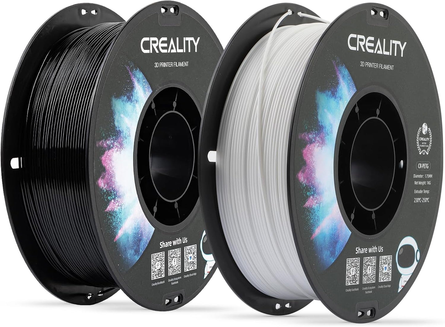 Creality 2 kg Black & White PETG 1.75mm Filament for 3D Printing