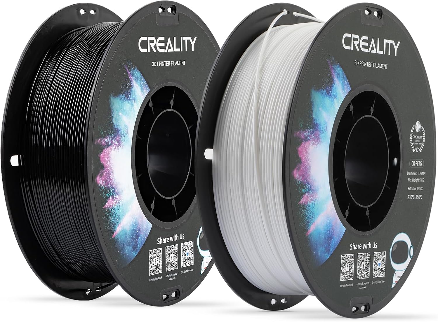 Creality 2 kg Black & White PETG 1.75mm Filament for 3D Printing