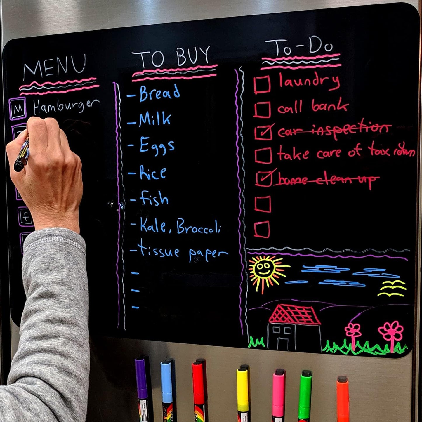 Premium Magnetic Wet/Dry-Erase Blackboard for Refrigerator Use