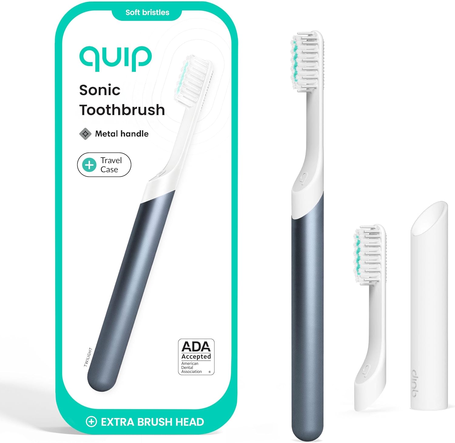 Quip Metal Sonic Electric Toothbrush with Travel Case & Timer