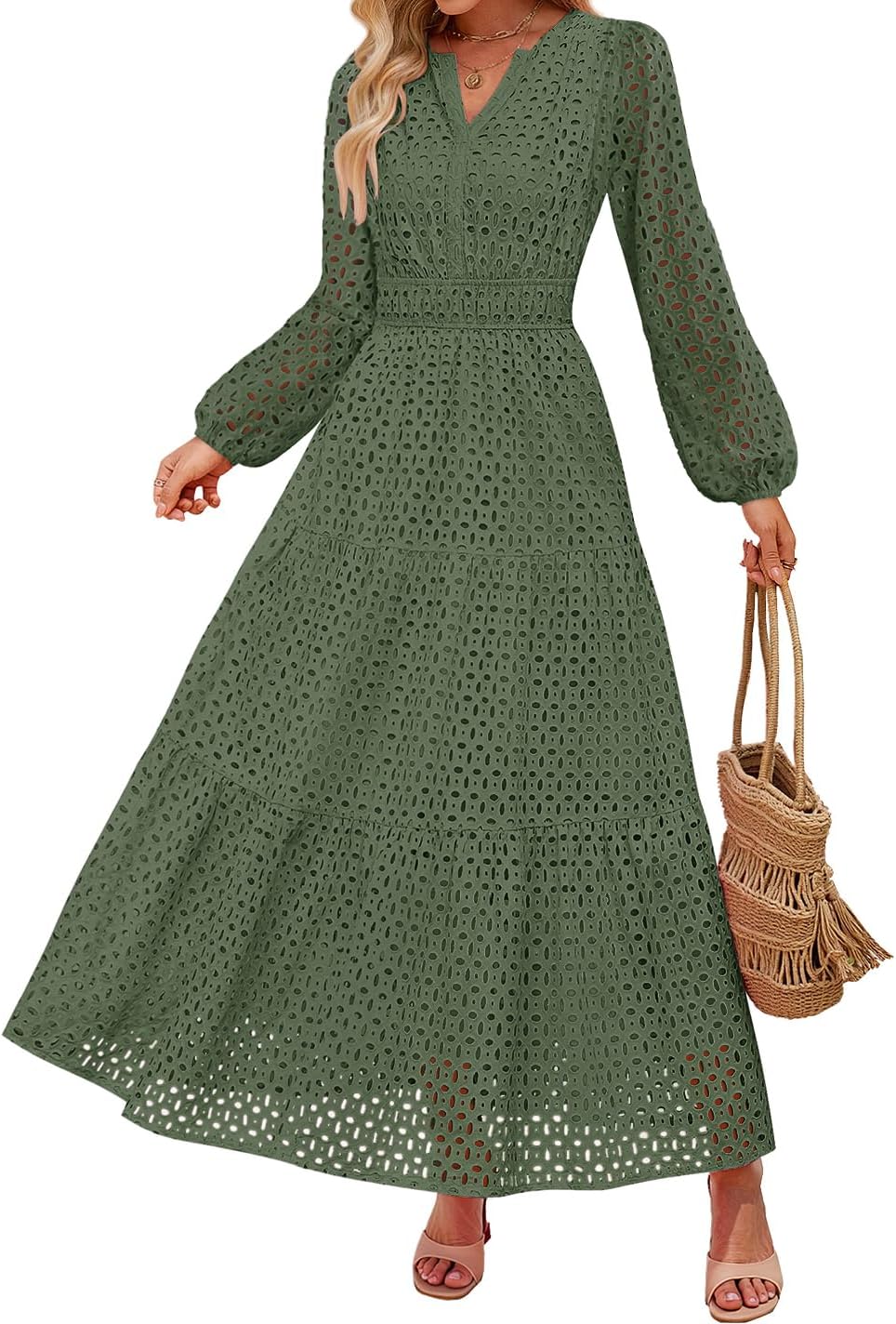 ZESICA Women's Long Sleeve Maxi Dress for Fall Fashion