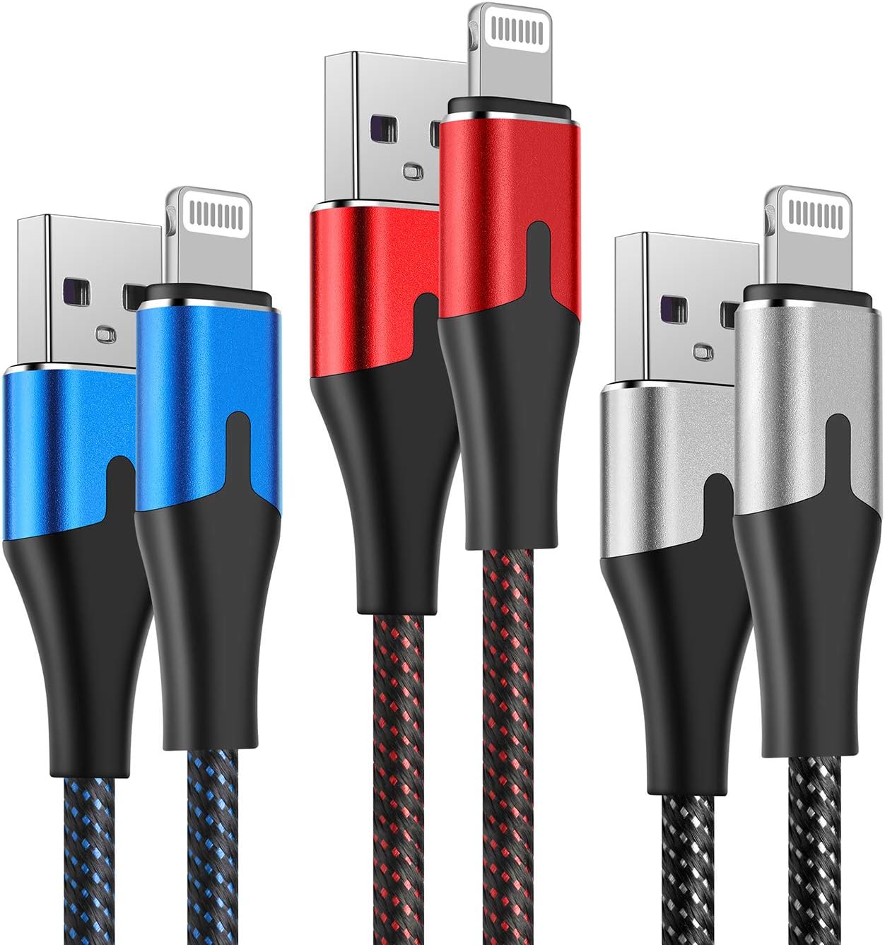 10ft Apple MFi Certified Lightning Cable 3-pack by AJY