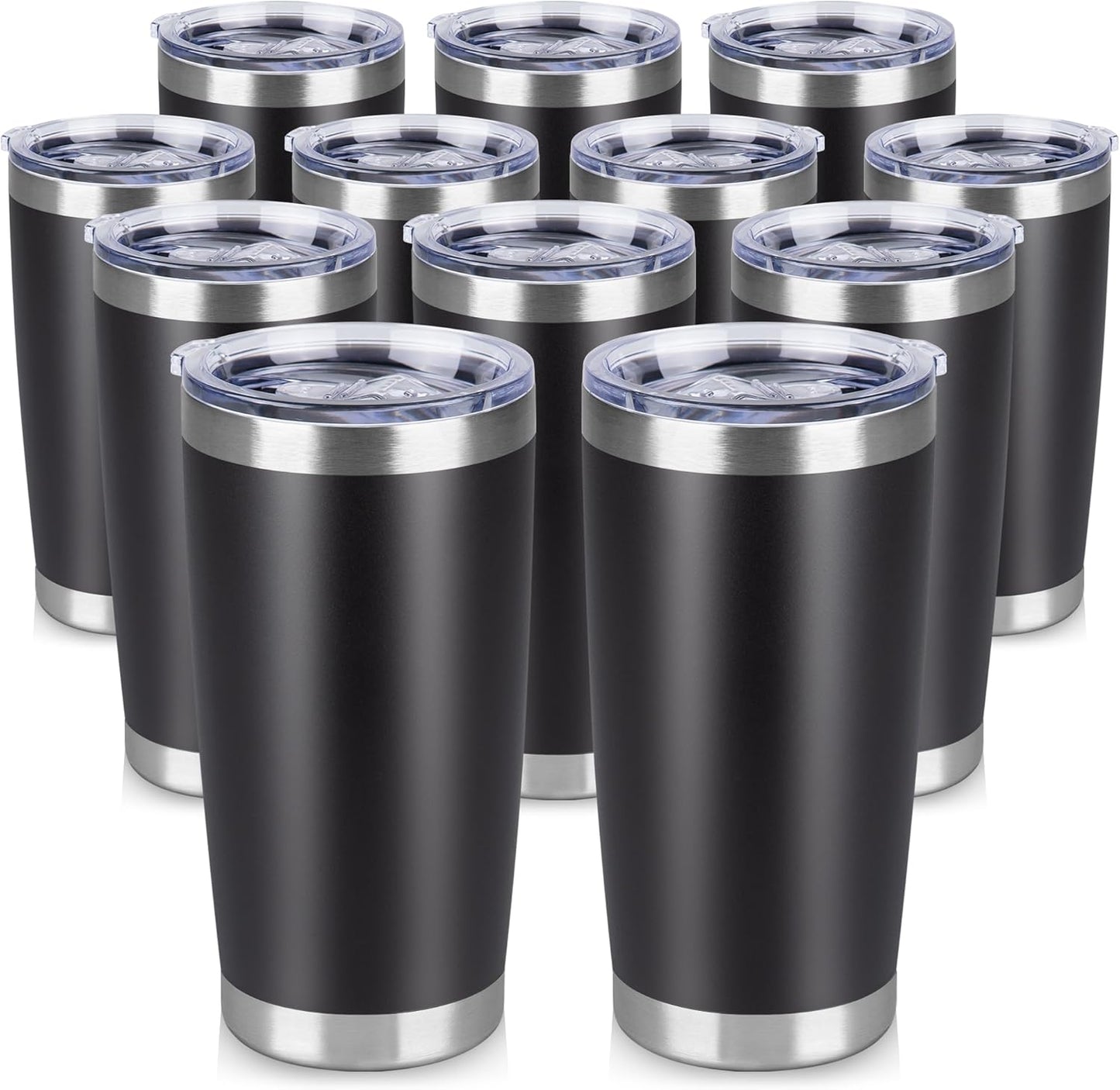 20 oz Stainless Steel Tumblers for Hot & Cold Drinks - 12 Pack