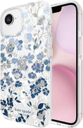 kate spade new york iPhone 16e 15 14 13 Case - Flowerbed Blue Gems