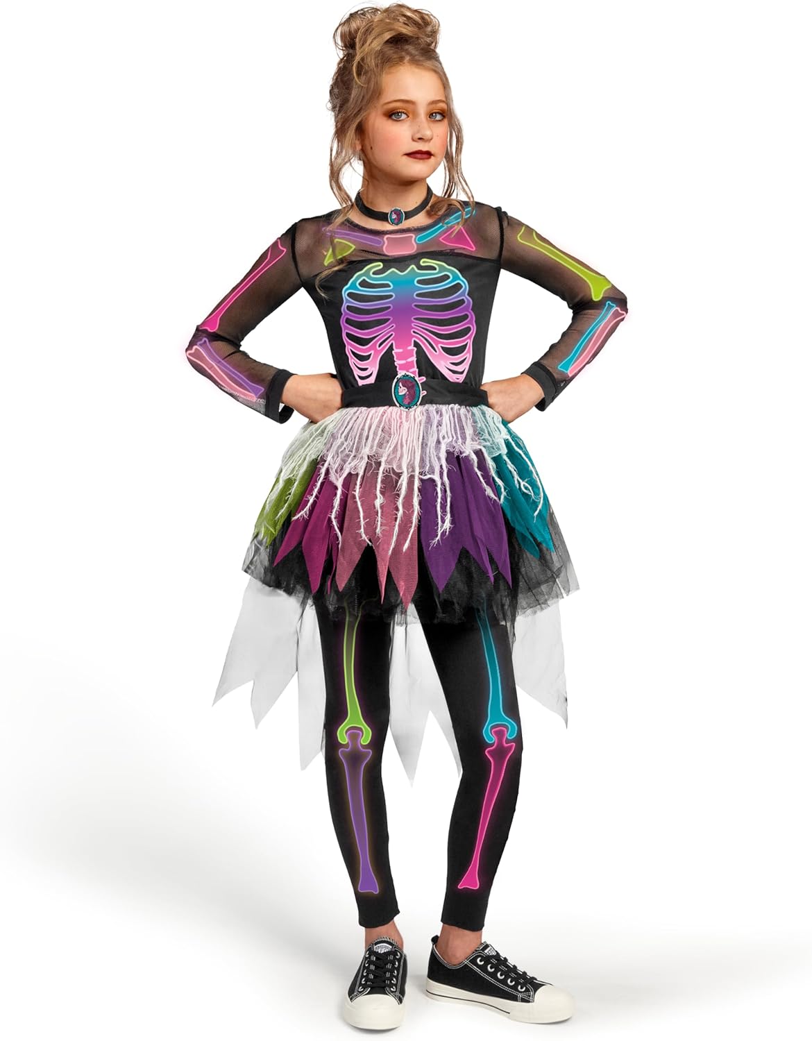 Funky Skeleton Costume Set for Girls Halloween Dress Up Fun