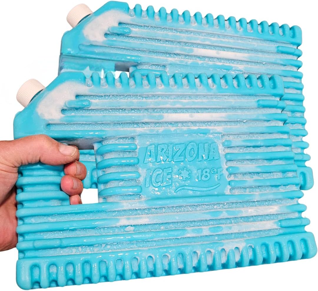 Arizona Ice Industrial Ice Packs | Replaces 10lbs Ice | Deepest Grooves | Freeze Drinks | 12x8.5 | 2 Pack