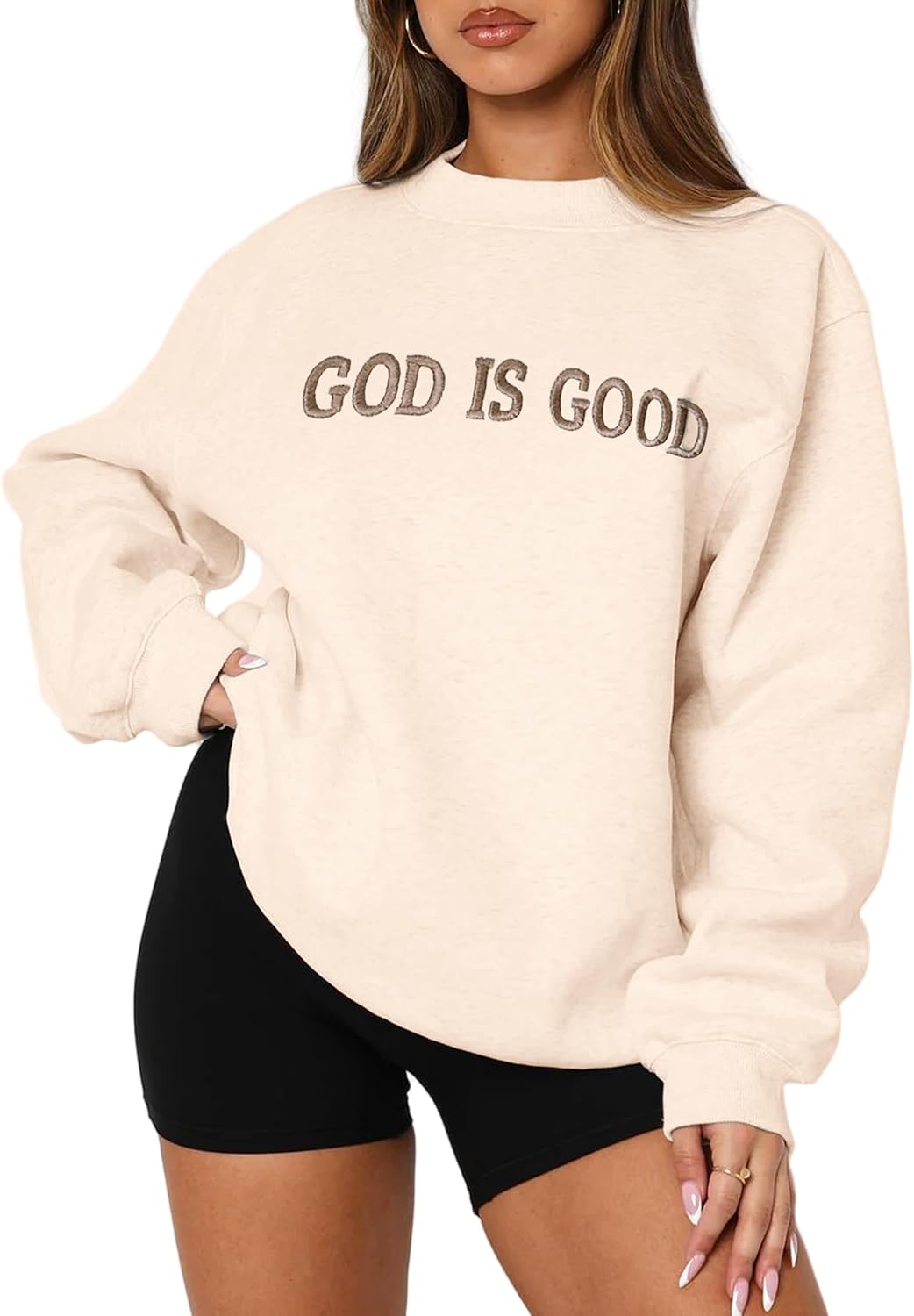 Oversized Christian Sweatshirts for Women - GOD IS GOOD Design