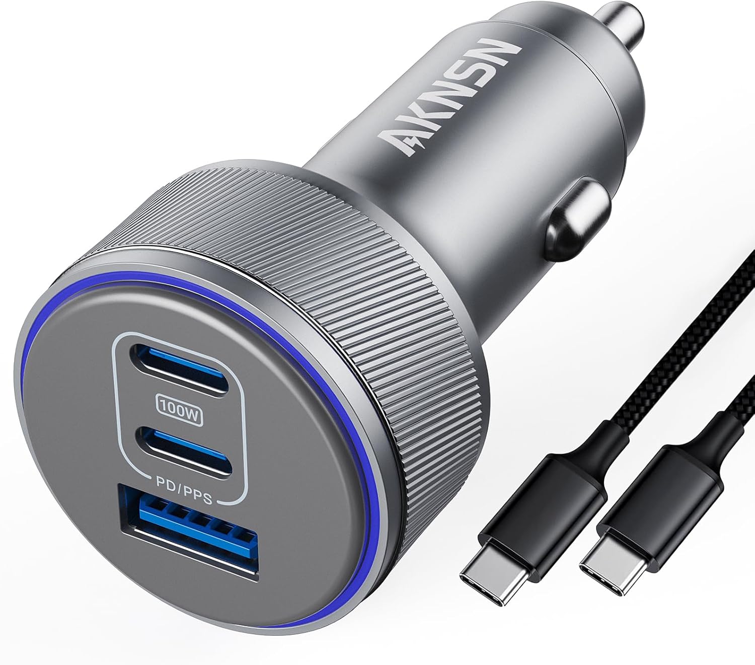 Fast Charge 3 Devices Simultaneously on the Go with AKNSN USB-C Car Charger!