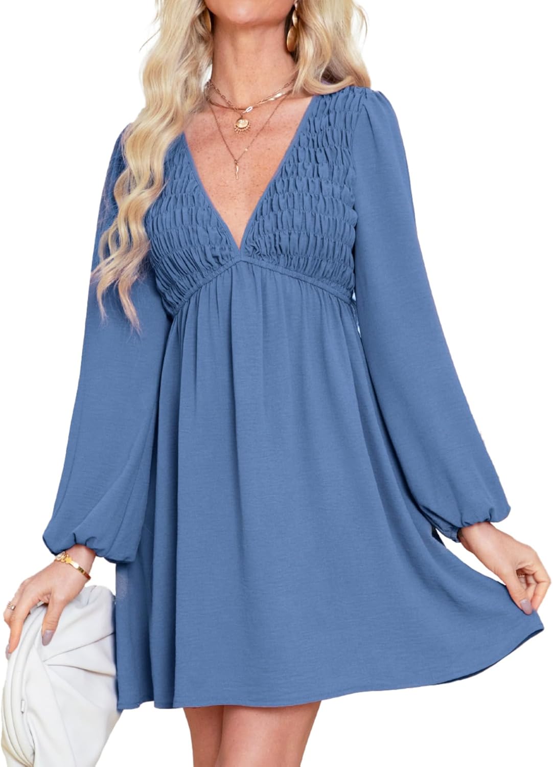 BerryGo Women's Casual Long Sleeve Babydoll Flowy Dress