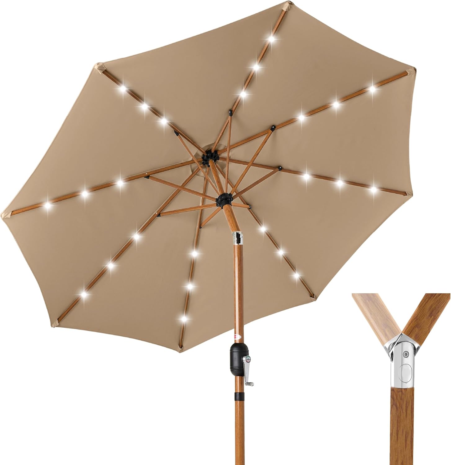 10ft Solar Market Patio Umbrella with LED Lights for Outdoors