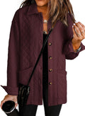 Quilted Casual Jacket for Women - Button Down Collared Winter Coat