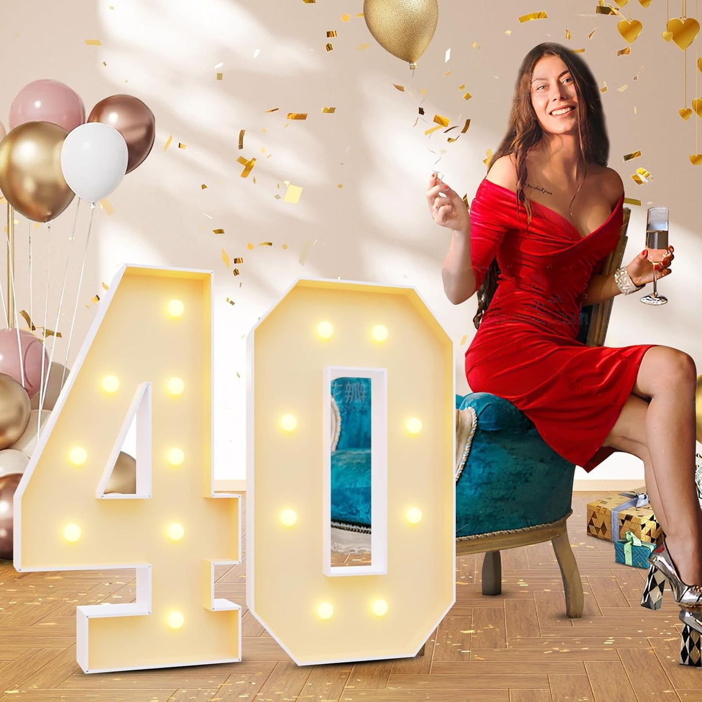 40th Birthday Decorations Large Light Up Numbers for Parties