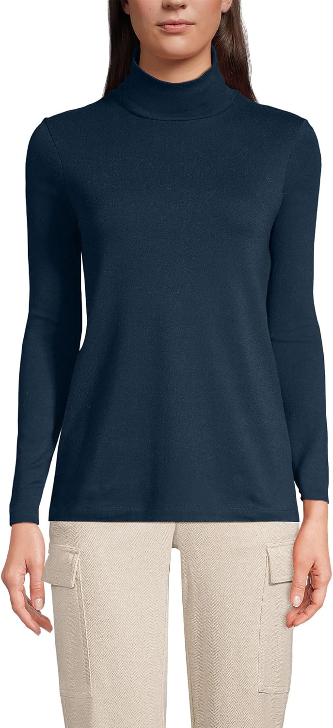 Lands' End Women's Supima Cotton Fitted Long Sleeve Turtleneck