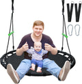 Black Round Saucer Swing 48 in with Handles and Extra 5FT Straps