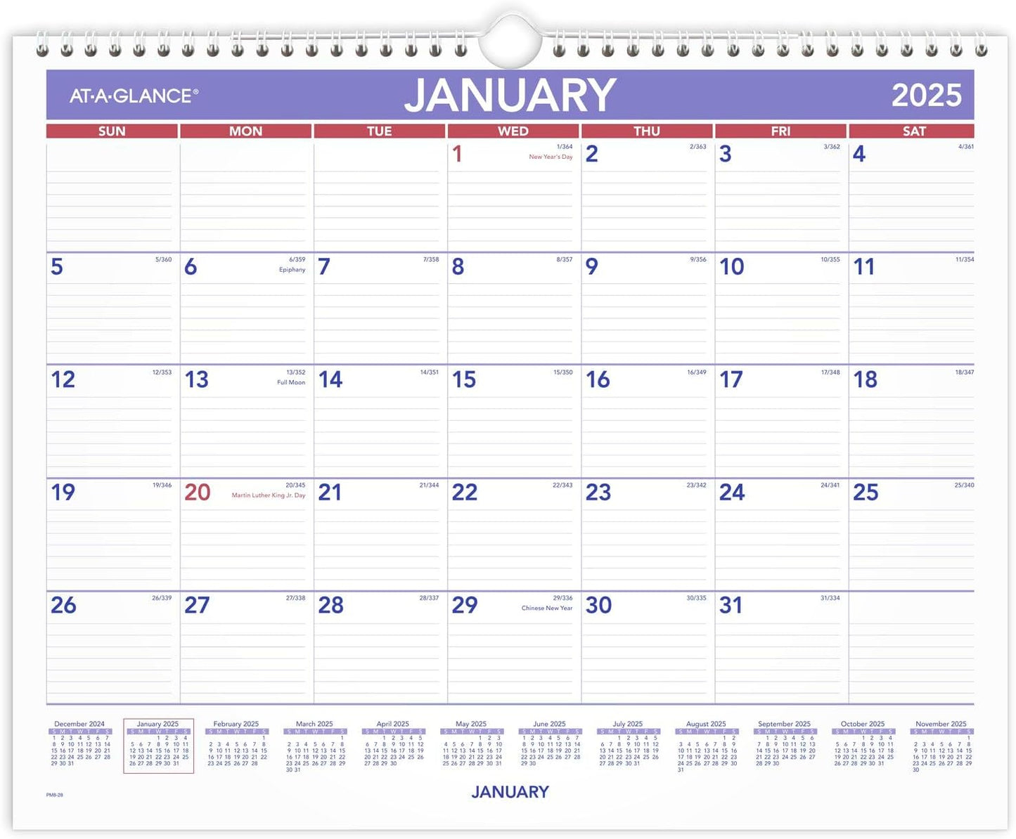 AT-A-GLANCE 2025 Wall Calendar - Clear View Planning!