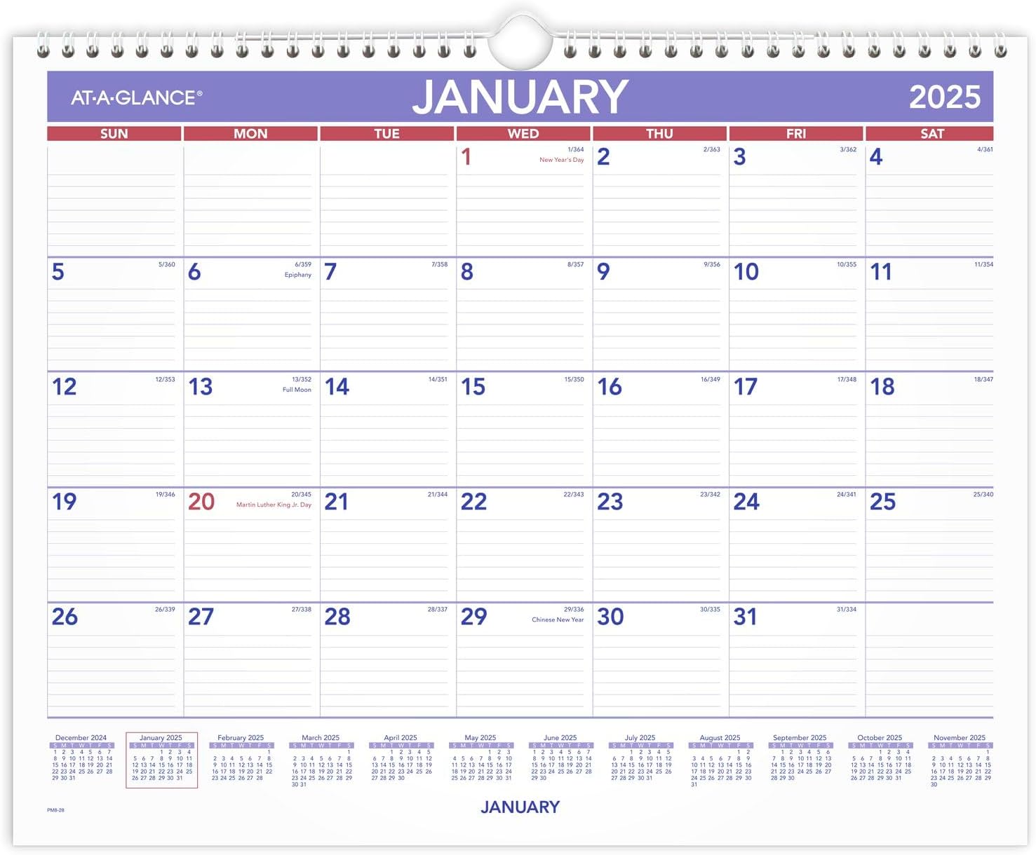 AT-A-GLANCE 2025 Wall Calendar - Clear View Planning!