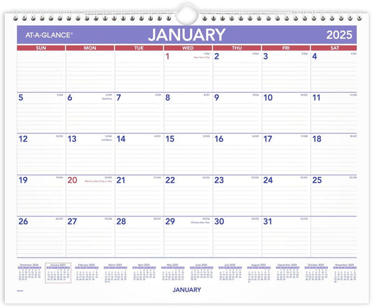 AT-A-GLANCE 2025 Wall Calendar - Clear View Planning!