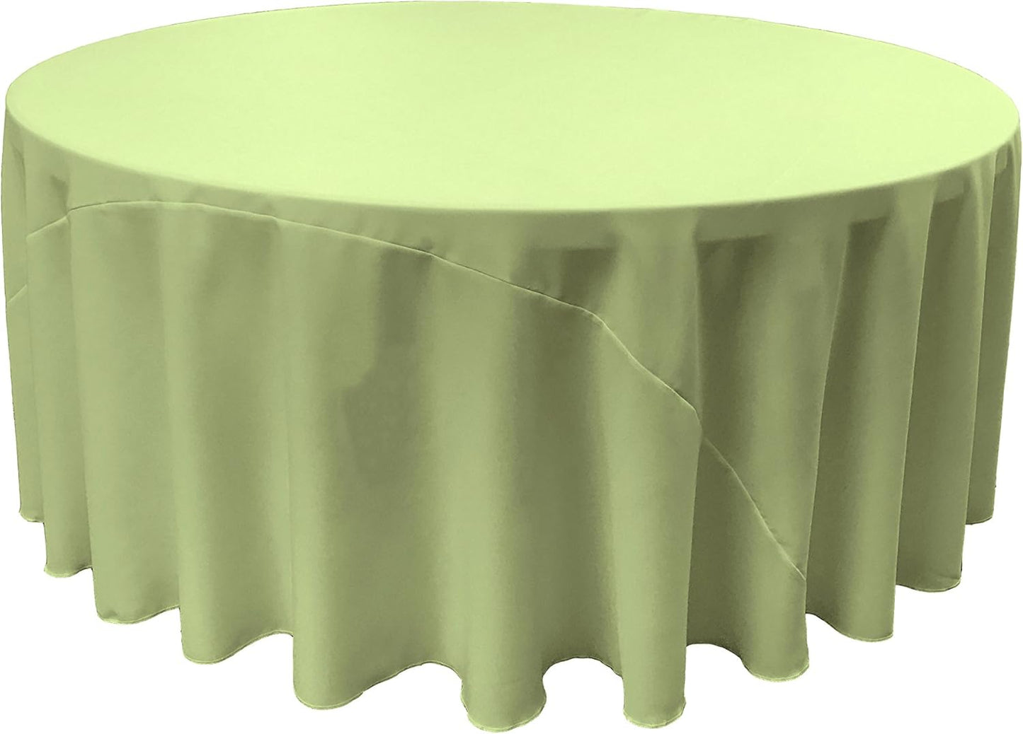 132-Inch Sage Polyester Poplin Round Tablecloth for Events
