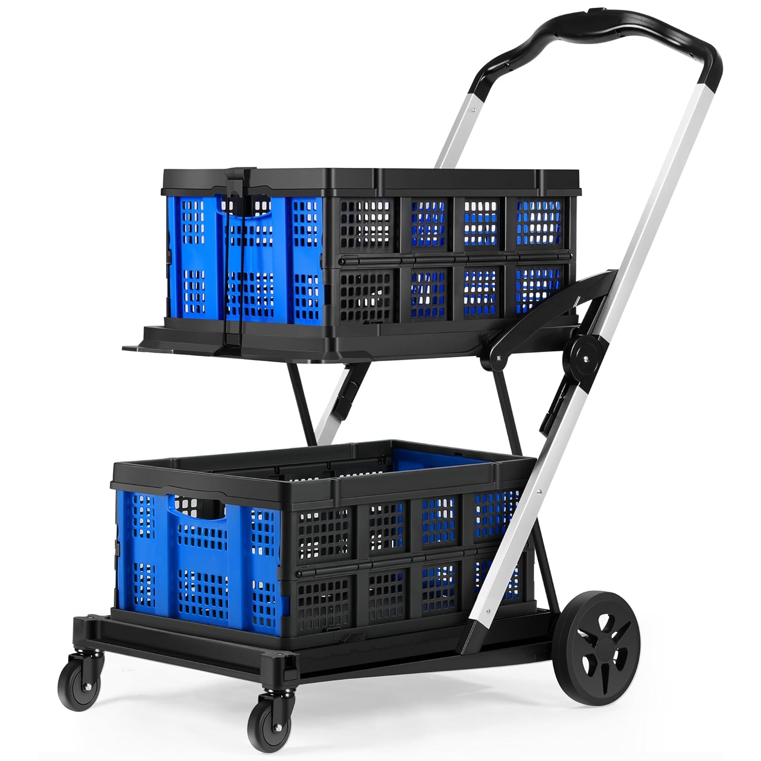 200lbs Collapsible Shopping Cart with Wheels for Easy Transport