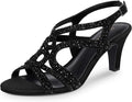 PIZZ ANNU Women's Amelia Heels Sandals - Sparkle Crystal Slingback on