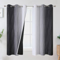 Ombre Greyish White and Black Blackout Curtains 63 in Length - Full