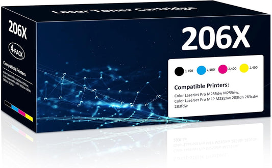 206X Toner Cartridges High Yield 4 Pack for HP Printers