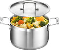 Stainless Steel Stockpot with Lid 5 Quart - Even Heating, Oven Safe