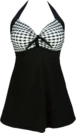 COCOSHIP Vintage Sailor Pin Up Swimsuit Retro One Piece Skirtini